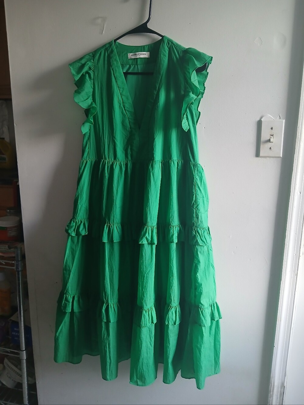 Amanda Uprichard Green Ruffle Midi Dress
